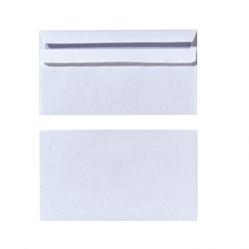 Конверты почтовые, самокл., DL (22х11см), 25шт, бел., б/окна