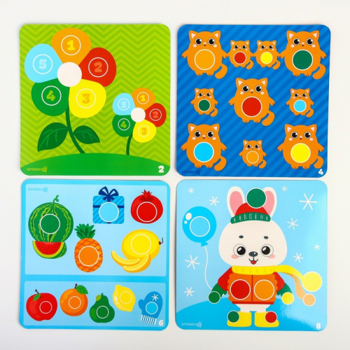 Детский развивающий игровой набор с помпошками «Разложи по цветам: большой и маленький», виды МИКС