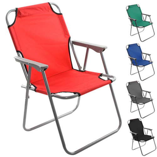 Кресло раскладное, В80*Ш50*Г50, с пласт. подлокотн., ткань, стал. каркас, цв. серый (1257)(6)