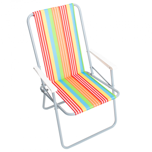 Кресло KUTBERT, В75*Ш45*Г40, складное, с пласт. подлокот, ткань, метал.каркас,цв.сине-желт.(2015)