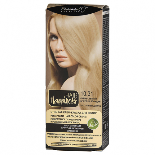 HAIR Happiness Стойкая крем-краска для волос тон № 10.31 Очень светлый бежевый блондин