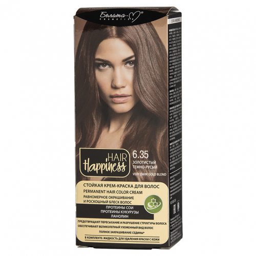 HAIR Happiness Стойкая крем-краска для волос тон № 6.35 Золотистый темно-русый