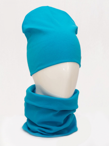 Комплект шапка+снуд (Цвет бирюзовый), размер 52-54, хлопок 95%