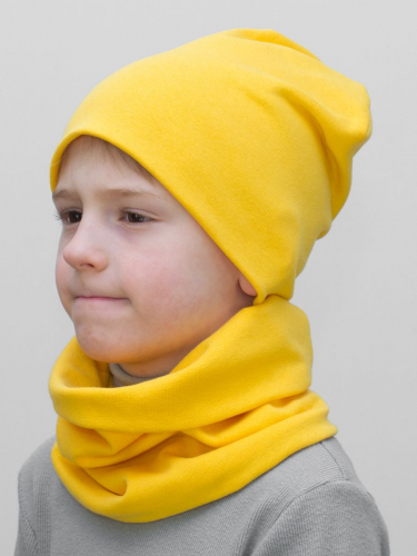 Комплект для мальчика шапка+снуд (Цвет желтый), размер 50-52; 52-54, хлопок 95%