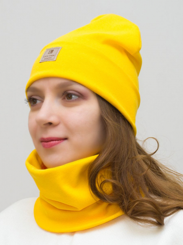 Комплект женский шапка+снуд Мишель (Цвет желтый), размер 56-58, хлопок 95%