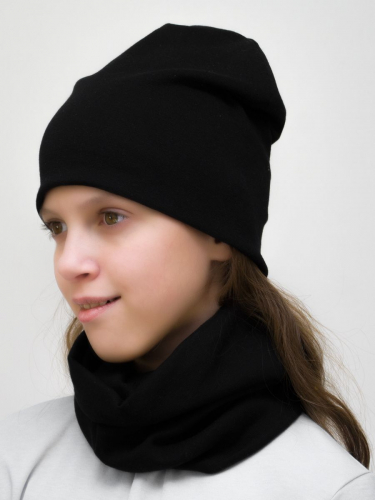 Комплект для девочки шапка+снуд (Цвет черный), размер 54-56, хлопок 95%