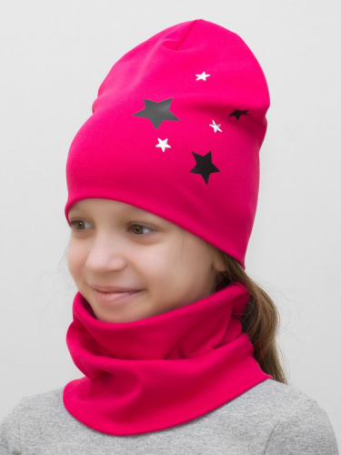 Комплект для девочки шапка+снуд Звезды, размер 50-52, хлопок 95%