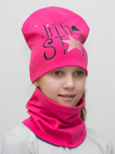 Комплект для девочки шапка+снуд Litle Star (Цвет светло-коралловый), размер 52-54, хлопок 95%