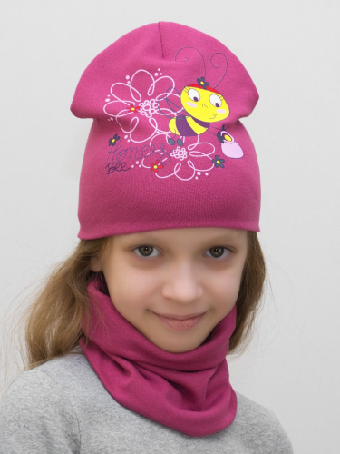 Комплект для девочки шапка+снуд Пчелка, размер 48-50, хлопок 95%