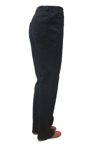 L-SS72792-4108F-7--Слегка приуженные черные джинсы на ФЛИСЕ (ряд 50-62)