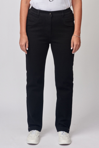 Слегка приуженные черные джинсы ЕВРО на БАЙКЕ (ряд 46-58) арт. M-BL72426-4108M-7