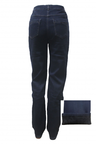 L-SS72797-4108F-2--Слегка приуженные синие джинсы на ФЛИСЕ р.15