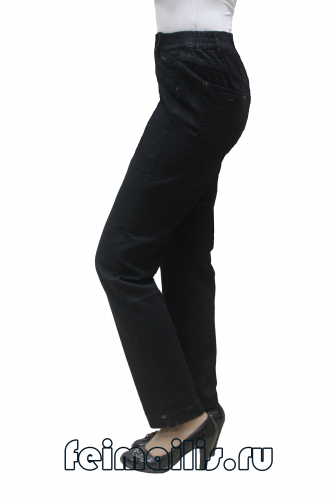 M-BL71949-4108M-7--Слегка приуженные джинсы на БАЙКЕ черные ЕВРО р.23