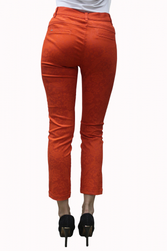 BL70677A-2003-12--Зауженные брюки оранж с рисунком 7/8 р.11