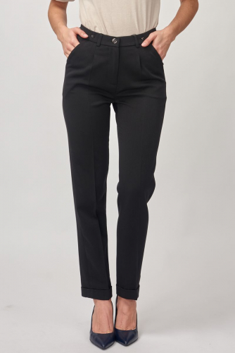 Слегка приуженные черные брюки (ряд 46-58) арт. M-BL73150-49-2