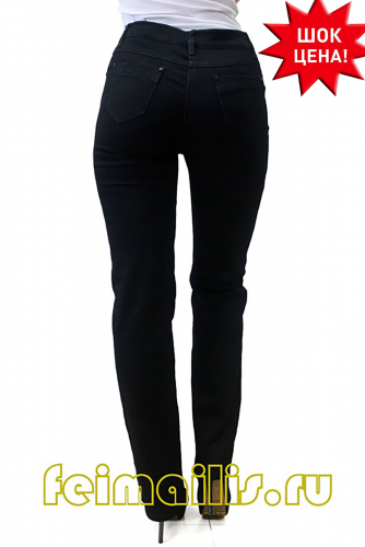 7052--Прямые черные джинсы р.9