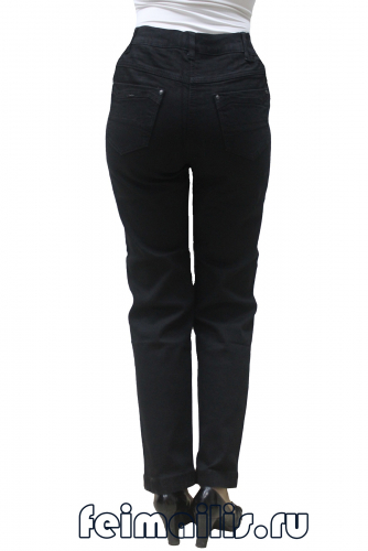 M-BL71949-4108M-7--Слегка приуженные джинсы на БАЙКЕ черные ЕВРО р.23