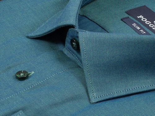 Аспидно-серая приталенная мужская рубашка Poggino 5008-43 хамелеон с длинными рукавами