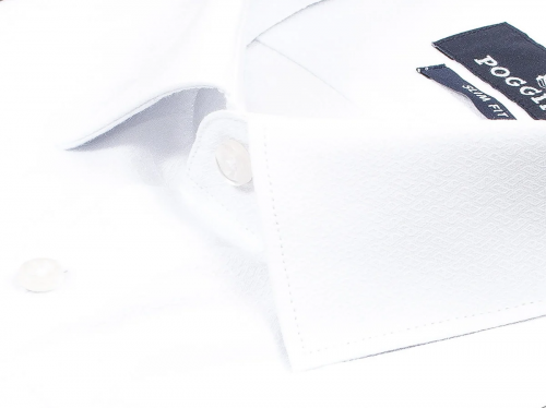 Белая приталенная мужская рубашка Poggino 5008-82 с длинными рукавами