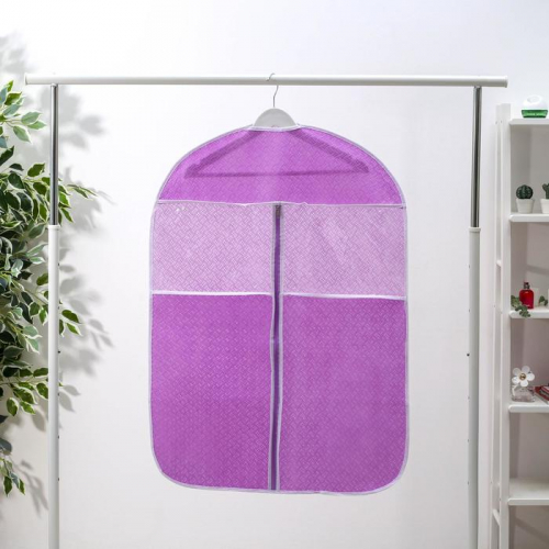 Чехол для одежды Доляна «Фло», 60×90 см, цвет фиолетовый