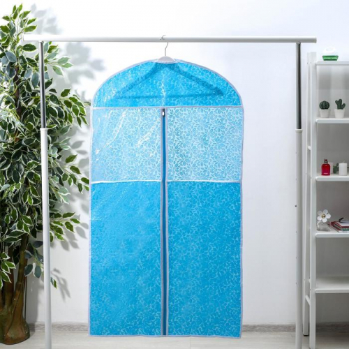Чехол для одежды Доляна «Фло», 60×120 см, цвет синий