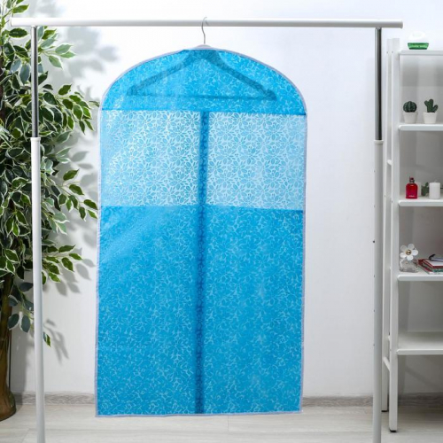 Чехол для одежды Доляна «Фло», 60×120 см, цвет синий