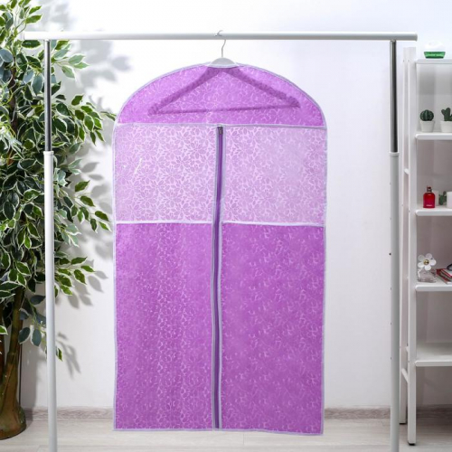 Чехол для одежды Доляна «Фло», 60×120 см, цвет фиолетовый