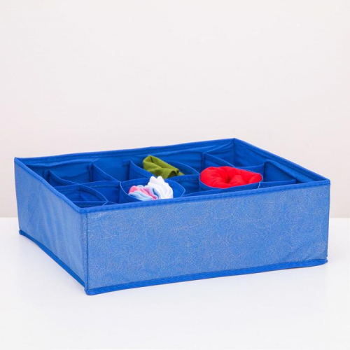 Органайзер для белья Доляна «Фабьен», 18 ячеек, 35×30×12 см, цвет синий