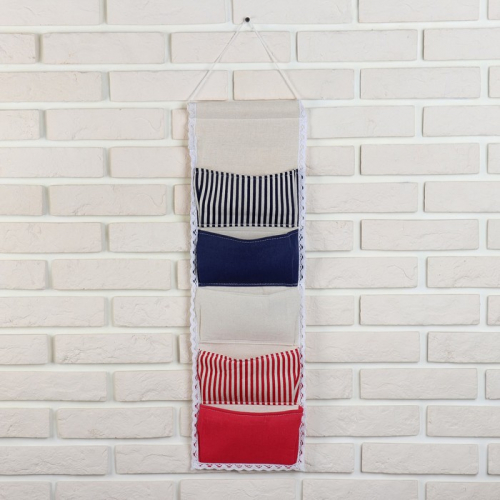 Органайзер с карманами подвесной «Цветной», 5 отделений, 19×68 см