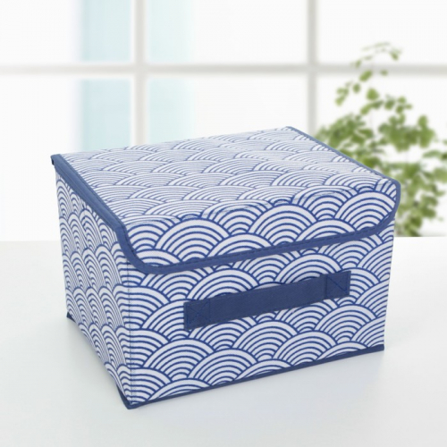 Короб для хранения с крышкой «Волна», 26×20×16 см, цвет синий