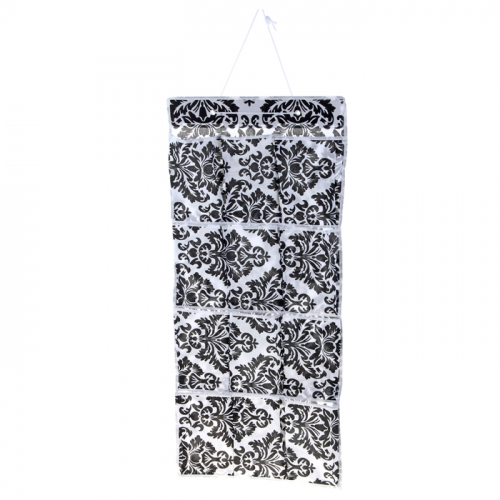 Органайзер с карманами подвесной «Вензель», 40×90 см, 12 отделений, цвет чёрно-белый