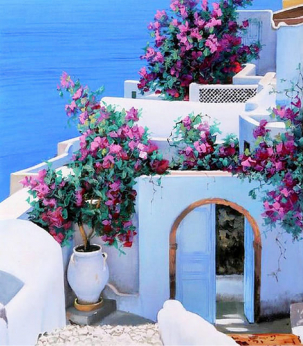 Картины по номерам 40х50 Цветы Санторини