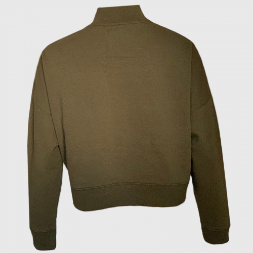 Стильный женский пуловер Cotton on – насыщенный глубокий цвет олива, короткий замок-молния №931