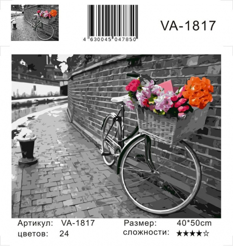 Картина по номерам 40х50 Велосипед с цветами