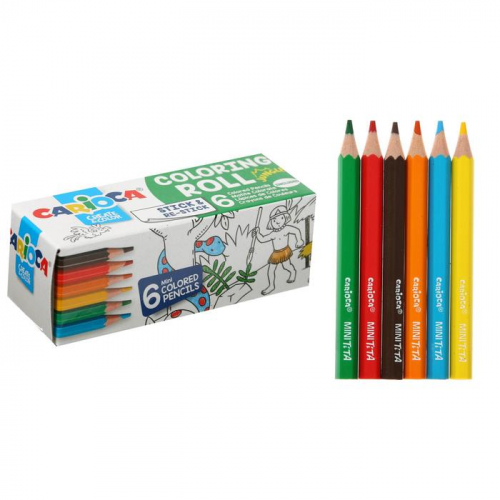 Набор д/рисования CARIOCA Mini Coloring Roll JUNGLE, 6 карандашей + 1 раскраска 85 x 10см 42
