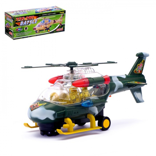 Вертолет «Воздушный бой», работает от батареек, световые и звуковые эффекты, цвета МИКС