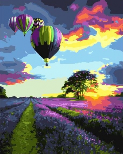 Картины по номерам 40х50 Воздушный шар в поле