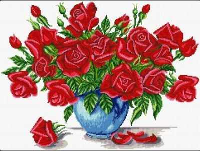 Алмазная вышивка Букет красных роз (АЖ-1031) - картина стразами