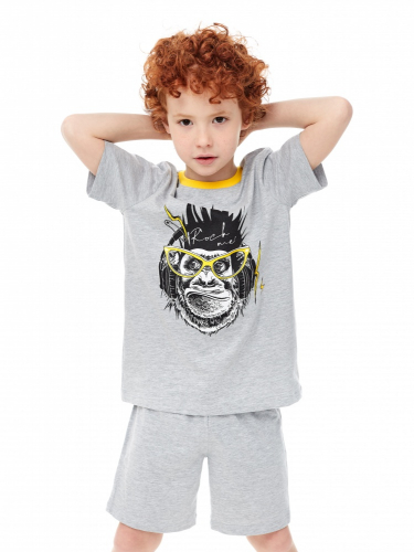 104-015-04-201 Комплект пижамный  для мальчика(футболка для мальчика, шорты для мальчика) меланж/меланж