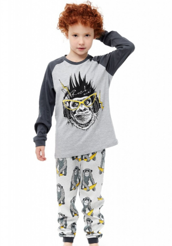 104-018-02-201 Пижама детская для мальчика Темно-серый/меланж,серый