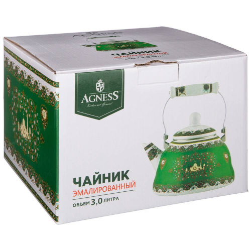 ЧАЙНИК AGNESS  ЭМАЛИРОВАННЫЙ, СЕРИЯ СУРА, 3 Л (КОР=8ШТ.)