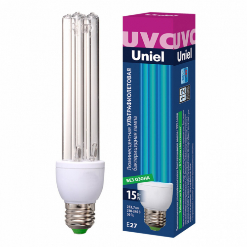 Лампа ультрафиолетовая бактерицидная ESL-PLD-15/UVCB/E27/CL  Спектр UVC 253,7нм. Картон. ТМ Uniel