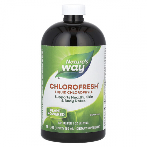 Nature's Way, Chlorofresh, жидкий хлорофилл, мята, 132 мг, 480 мл (16 жидк. унций) (132 мг в 2 ст. л.)