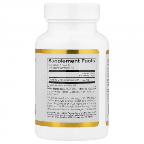 California Gold Nutrition, коэнзим Q10, убихинон класса USP, 100 мг, растительные капсулы
