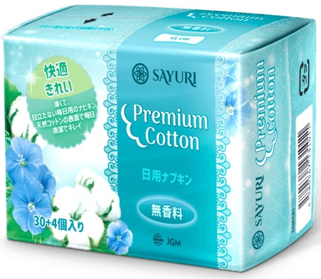 Прокладки ежедневные SAYURI Premium Cotton (15 см), 34 шт
