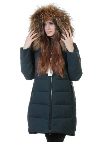 9196 Пальто зимнее женское (холлофайбер, натуральный мех енота) размер S - 42 российский