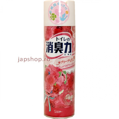 ST Shoushuuriki Спрей-освежитель воздуха для туалета с ароматом розовых цветов, 330 мл. (4901070120420)