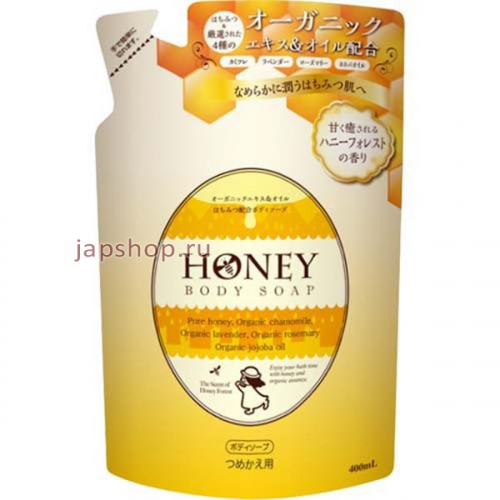Funs Honey Oil Гель для душа увлажняющий с экстрактом меда и маслом жожоба, мягкая упаковка, 400 мл. (4902050620190)