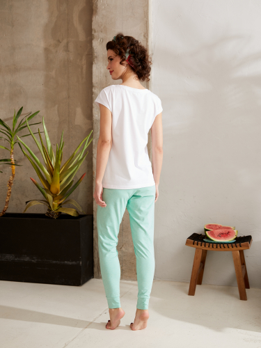 Комплект жен:фуфайка (футболка),брюки Mia Cara SS21WJ1010 Watermelon белый/мятный меланж