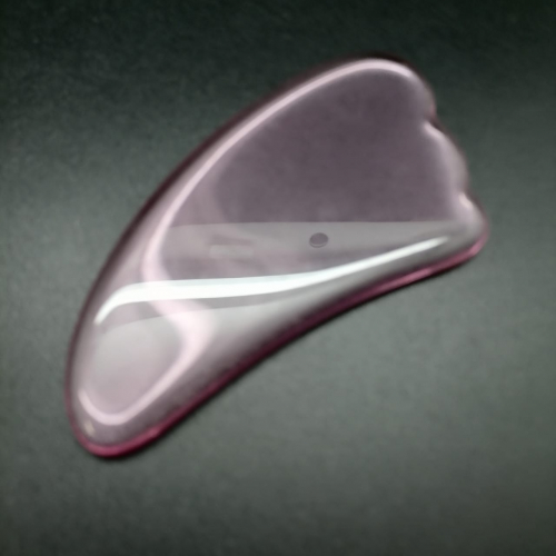 Массажер для лица - Гуаша «Скребок» лапка из стекла, розовая